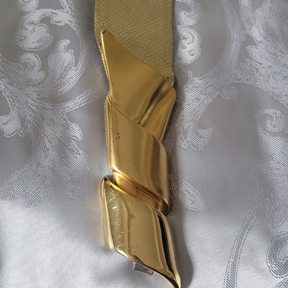 Judith Leiber Gold Lizard Women's Belt With Gold Color Buckle 38 - Picture 2 of 12